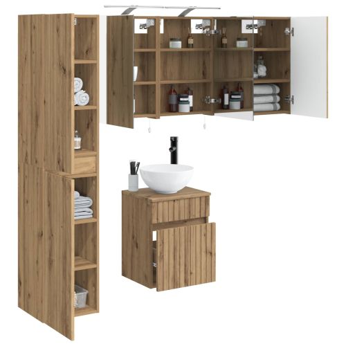 Комплект шкафове за баня 5 pcs Дъб артизан 40 x 10,5 x 60,5 см