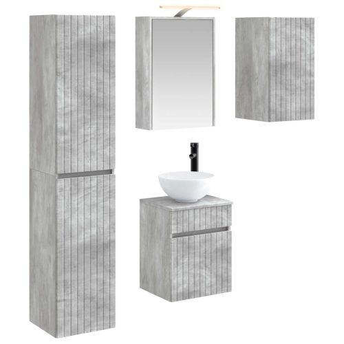Комплект шкафове за баня 5 pcs Бетонно сиво 43 x 16 x 62,5 см