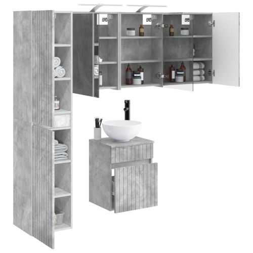 Комплект шкафове за баня 5 pcs Бетонно сиво 43 x 16 x 62,5 см