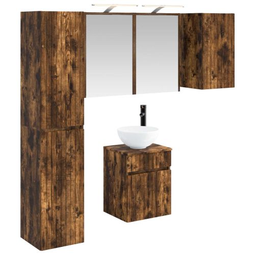 Комплект шкафове за баня 5 pcs Опушен дъб 43 x 16 x 62,5 см