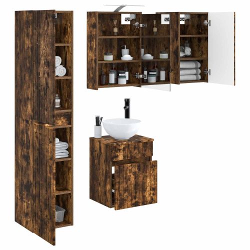 Комплект шкафове за баня 5 pcs Опушен дъб 43 x 16 x 62,5 см