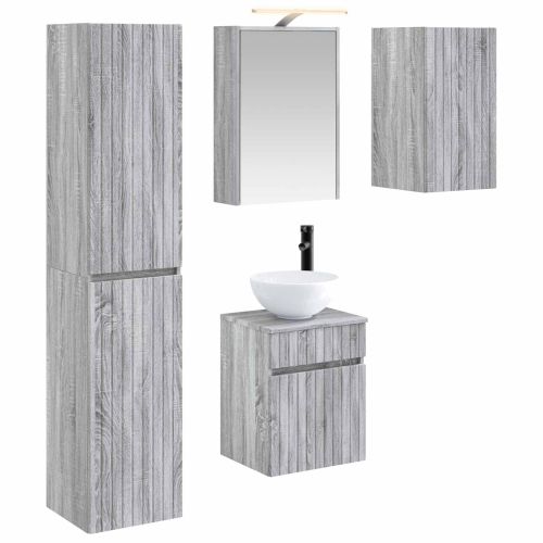 Комплект шкафове за баня 5 pcs Сив Сонома 43 x 16 x 62,5 см
