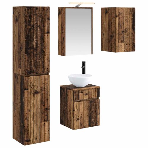 Комплект шкафове за баня 5 pcs Старо дърво 43 x 16 x 62,5 см
