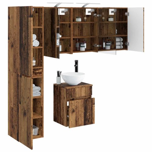 Комплект шкафове за баня 5 pcs Старо дърво 43 x 16 x 62,5 см