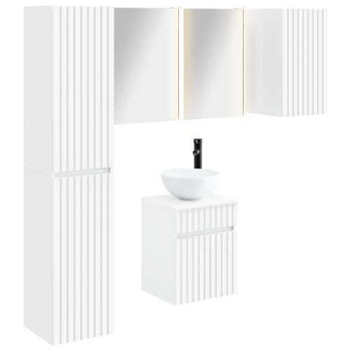 Комплект шкафове за баня 5 pcs Бяло 43 x 11,5 x 60,5 см