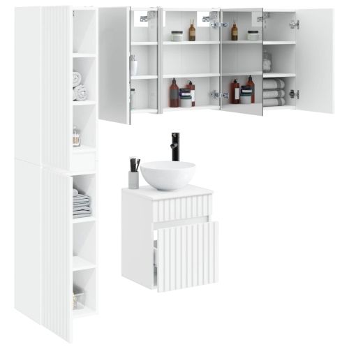 Комплект шкафове за баня 5 pcs Бяло 43 x 11,5 x 60,5 см