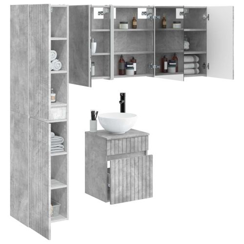 Комплект шкафове за баня 5 pcs Бетонно сиво 43 x 11,5 x 60,5 см