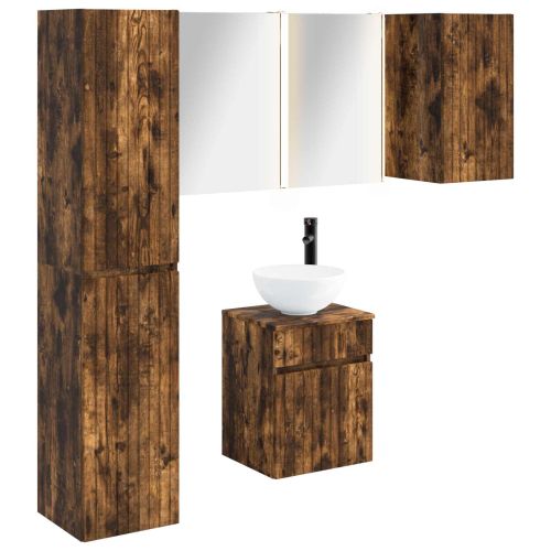 Комплект шкафове за баня 5 pcs Опушен дъб 43 x 11,5 x 60,5 см