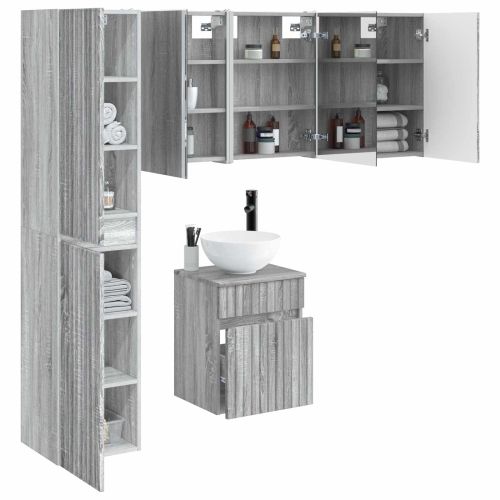 Комплект шкафове за баня 5 pcs Сив Сонома 43 x 11,5 x 60,5 см