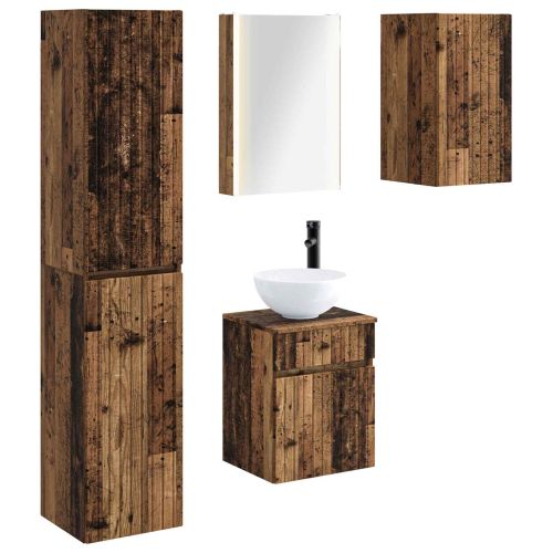 Комплект шкафове за баня 5 pcs Старо дърво 43 x 11,5 x 60,5 см