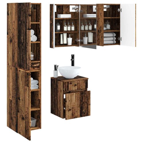 Комплект шкафове за баня 5 pcs Старо дърво 43 x 11,5 x 60,5 см