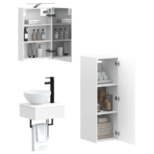 Комплект шкафове за баня 4 pcs Бяло 40 x 10,5 x 60,5 см