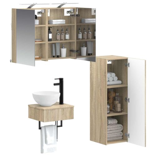Комплект шкафове за баня 4 pcs Дъб сонома 40 x 10,5 x 60,5 см