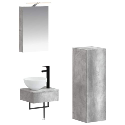 Комплект шкафове за баня 4 pcs Бетонно сиво 40 x 10,5 x 60,5 см