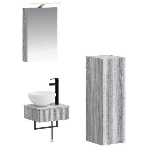 Комплект шкафове за баня 4 pcs Сив Сонома 40 x 10,5 x 60,5 см