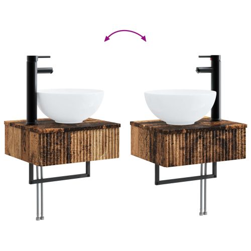 Комплект шкафове за баня 4 pcs Старо дърво 40 x 10,5 x 60,5 см