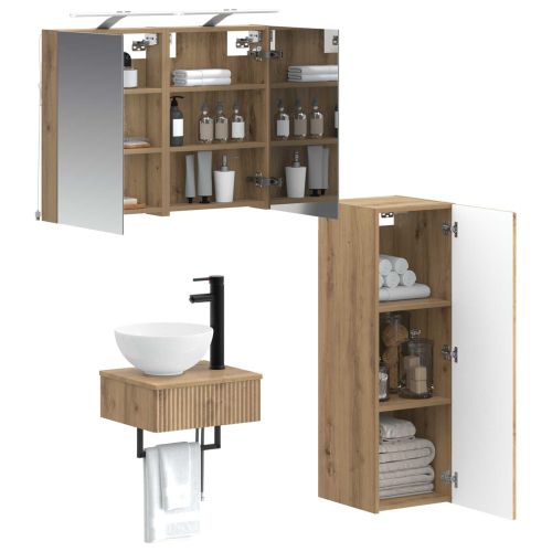 Комплект шкафове за баня 4 pcs Дъб артизан 40 x 10,5 x 60,5 см