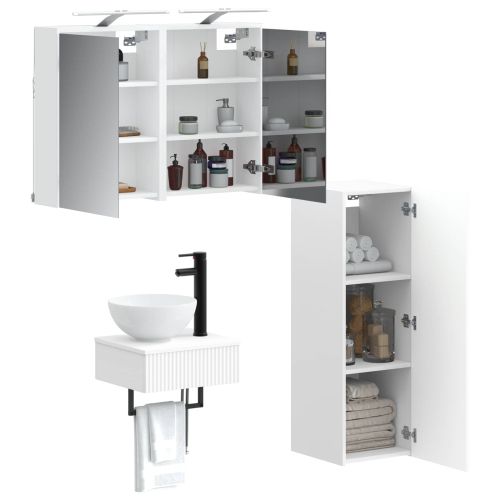 Комплект шкафове за баня 4 pcs Бяло 43 x 16 x 62,5 см