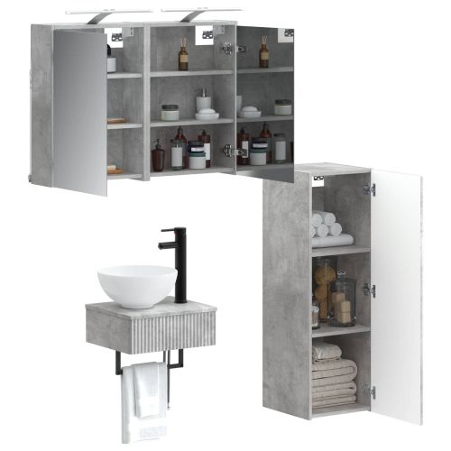Комплект шкафове за баня 4 pcs Бетонно сиво 43 x 16 x 62,5 см