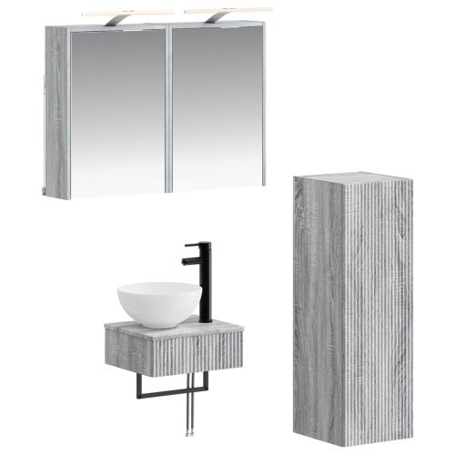 Комплект шкафове за баня 4 pcs Сив Сонома 43 x 16 x 62,5 см