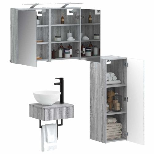 Комплект шкафове за баня 4 pcs Сив Сонома 43 x 16 x 62,5 см