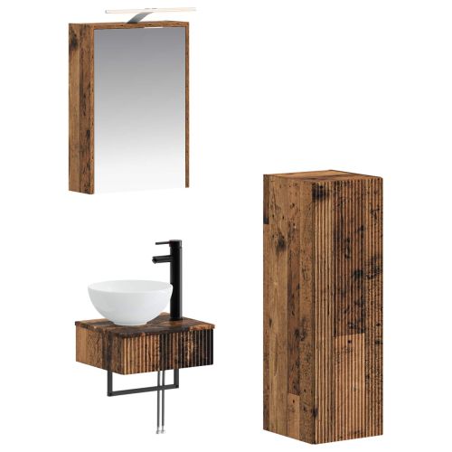 Комплект шкафове за баня 4 pcs Старо дърво 43 x 16 x 62,5 см