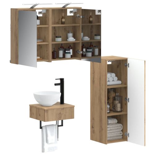 Комплект шкафове за баня 4 pcs Дъб артизан 43 x 16 x 62,5 см