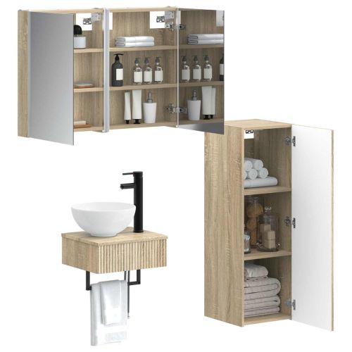 Комплект шкафове за баня 4 pcs Дъб сонома 43 x 11,5 x 60,5 см