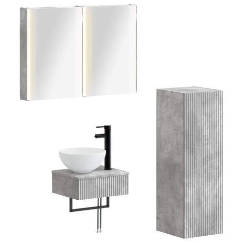 Комплект шкафове за баня 4 pcs Бетонно сиво 43 x 11,5 x 60,5 см