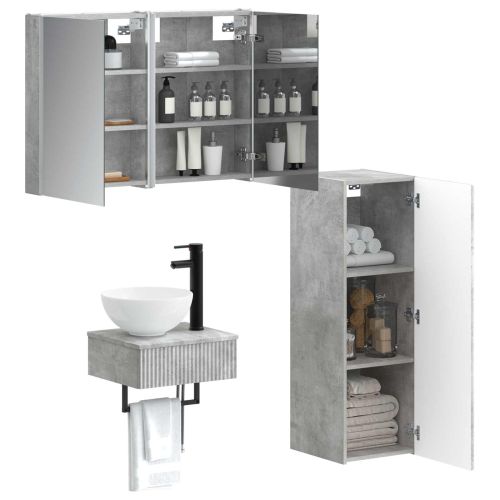 Комплект шкафове за баня 4 pcs Бетонно сиво 43 x 11,5 x 60,5 см