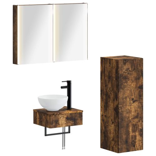 Комплект шкафове за баня 4 pcs Опушен дъб 43 x 11,5 x 60,5 см