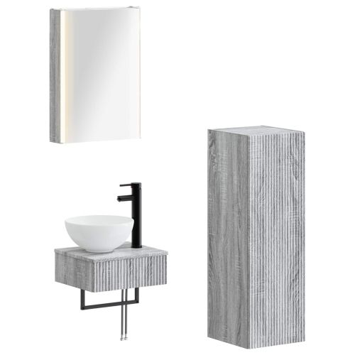 Комплект шкафове за баня 4 pcs Сив Сонома 43 x 11,5 x 60,5 см