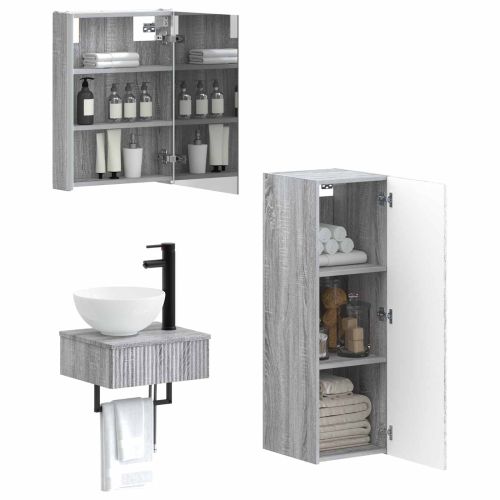 Комплект шкафове за баня 4 pcs Сив Сонома 43 x 11,5 x 60,5 см