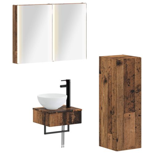 Комплект шкафове за баня 4 pcs Старо дърво 43 x 11,5 x 60,5 см