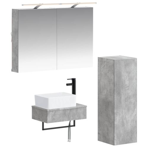 Комплект шкафове за баня 4 pcs Бетонно сиво 50 x 14,5 x 70 см