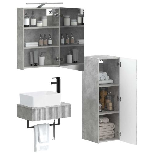 Комплект шкафове за баня 4 pcs Бетонно сиво 50 x 14,5 x 70 см