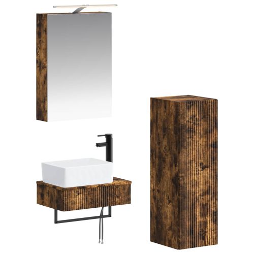 Комплект шкафове за баня 4 pcs Опушен дъб 50 x 14,5 x 70 см