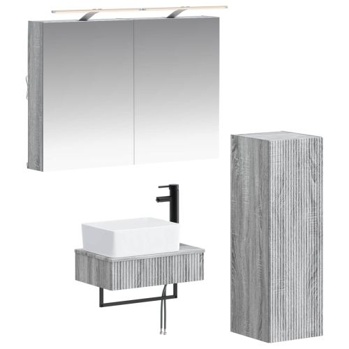 Комплект шкафове за баня 4 pcs Сив Сонома 50 x 14,5 x 70 см