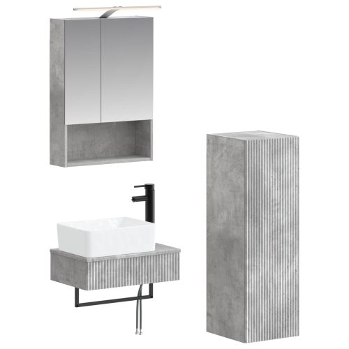 Комплект шкафове за баня 4 pcs Бетонно сиво 50 x 14,5 x 70 см