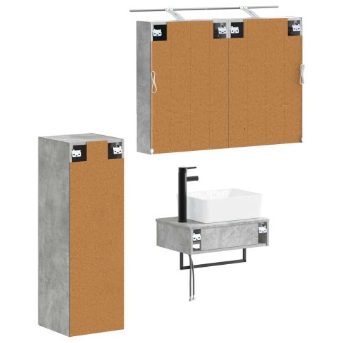 Комплект шкафове за баня 4 pcs Бетонно сиво 50 x 14,5 x 70 см