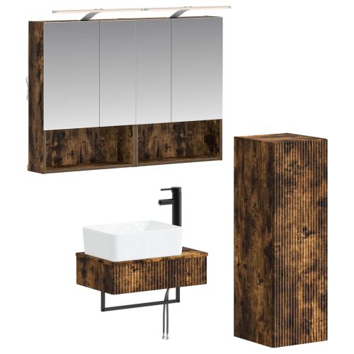 Комплект шкафове за баня 4 pcs Опушен дъб 50 x 14,5 x 70 см