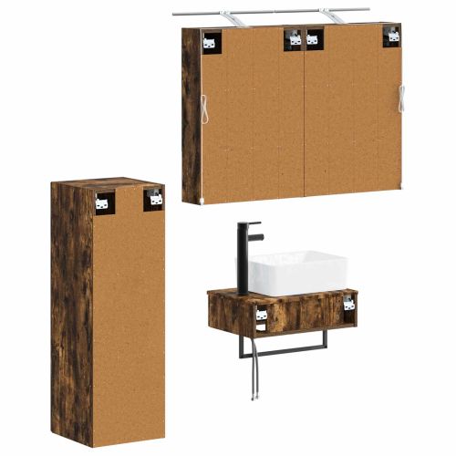 Комплект шкафове за баня 4 pcs Опушен дъб 50 x 14,5 x 70 см