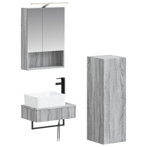 Комплект шкафове за баня 4 pcs Сив Сонома 50 x 14,5 x 70 см