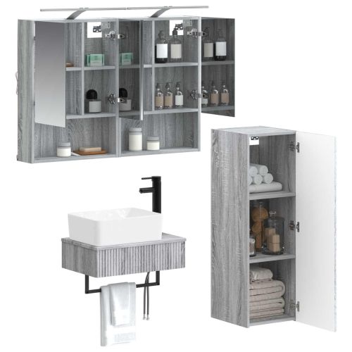 Комплект шкафове за баня 4 pcs Сив Сонома 50 x 14,5 x 70 см