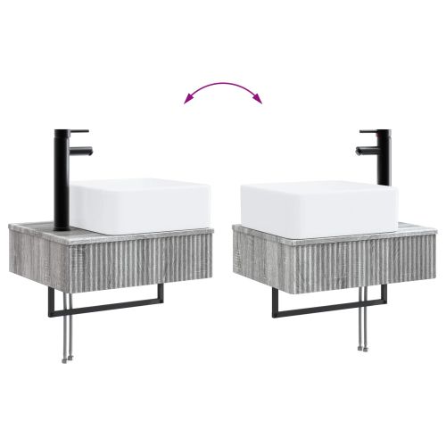 Комплект мебели за баня 4 pcs Сив Сонома