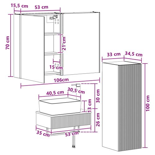 Комплект мебели за баня 4 pcs Дъб артизан
