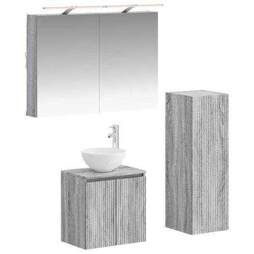 Комплект мебели за баня 4 pcs Сив Сонома
