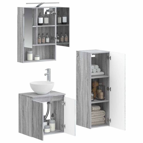 Комплект мебели за баня 4 pcs Сив Сонома
