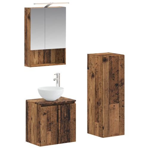 Комплект мебели за баня 4 pcs Старо дърво