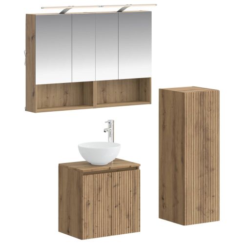 Комплект мебели за баня 4 pcs Дъб артизан